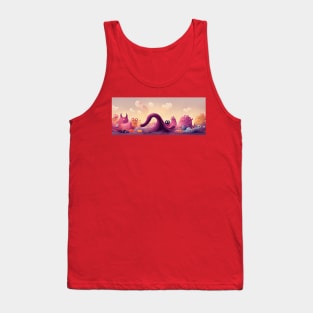 Cute Monsters on an Alien Planet Scene Tank Top